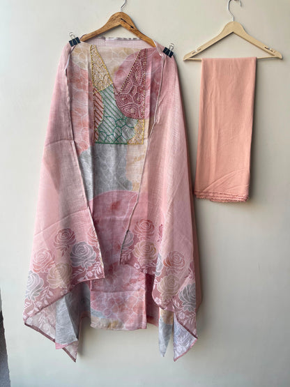 Linen printed unstitched ladies suit Rc19075