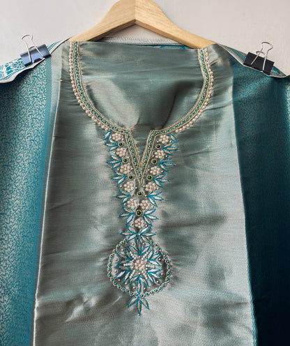 Shimmer Giraffe Silk woven unstitched suit set