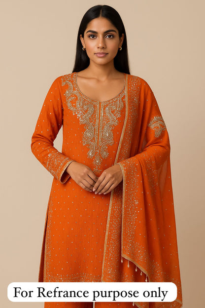 Crushed shimmer tissue unstitched ladies suit Rc17682