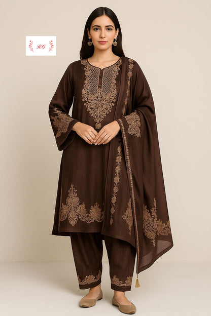 Micra velvet embroidered readymade ladies winter coord set Rc18800