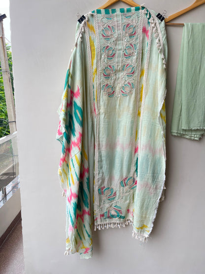 Mul chanderi printed ladies unstitched suit Rc19237 (a)
