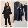 Cotton silk stitched ladies coord set Rc19182