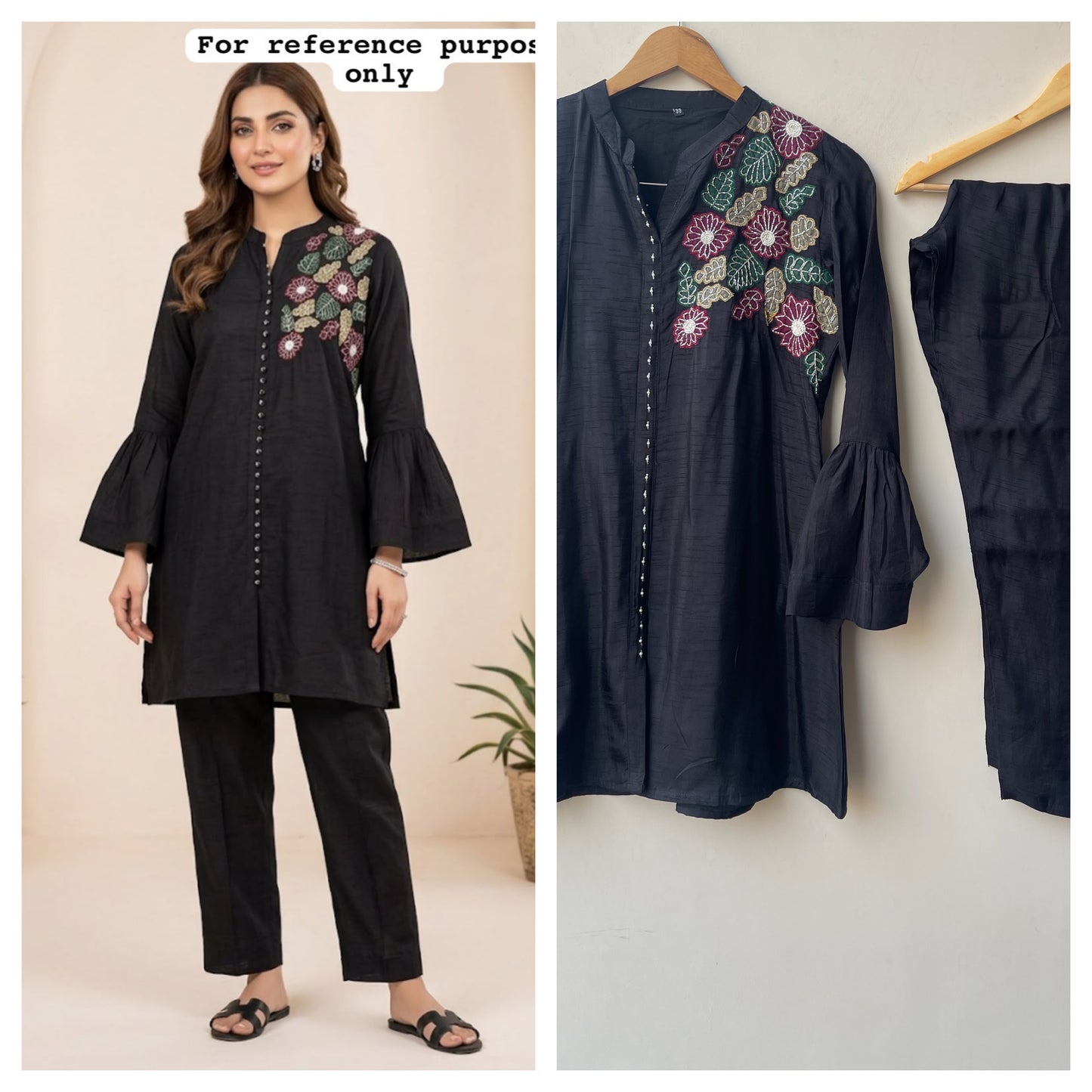 Cotton silk stitched ladies coord set Rc19182