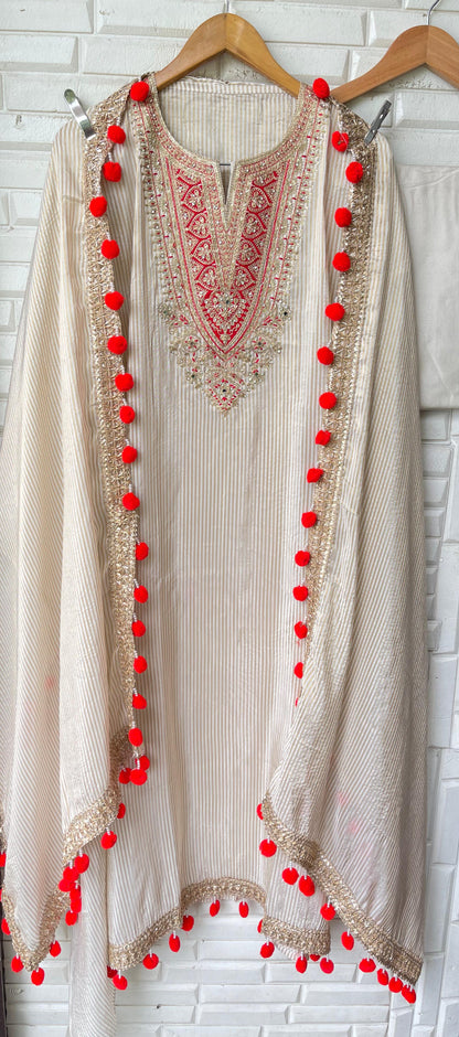 Banarasi self shimmer silk unstitched ladies suit Rc17764