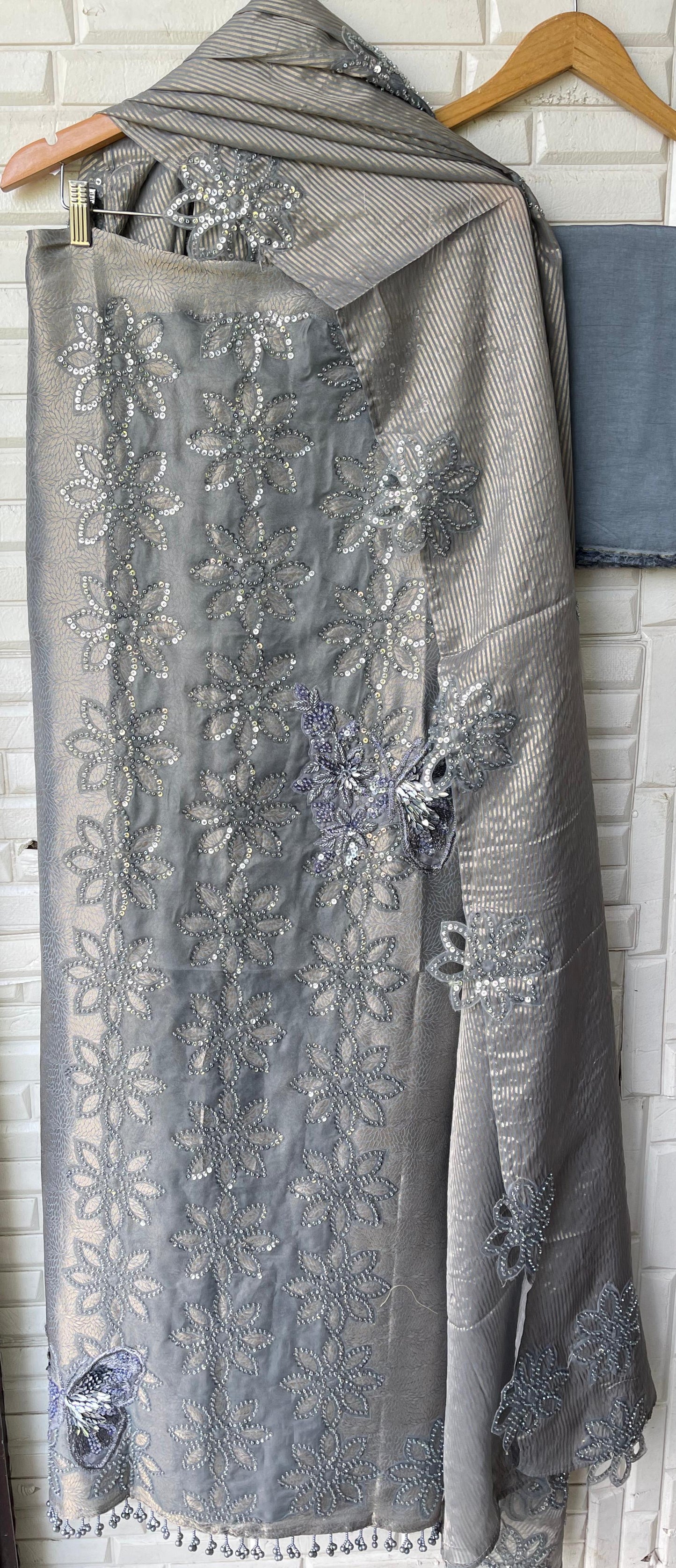 Brocade self banarasi shimmer silk unstitched ladies suit Rc17747 (a)