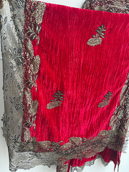 Micra crushed velvet unstitched ladies suit Rc18275