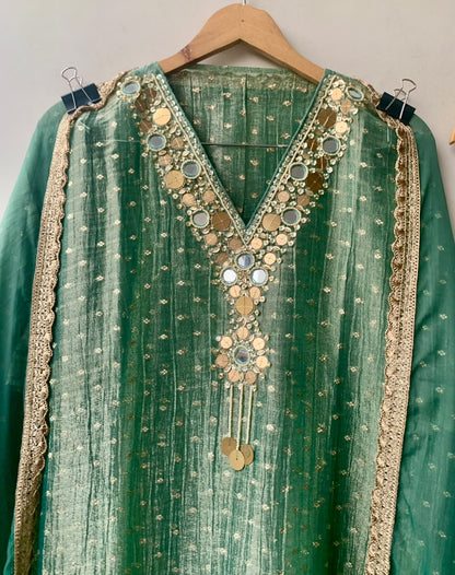 Banarasi Shimmer Silk Elegant Unstitched Suit Set