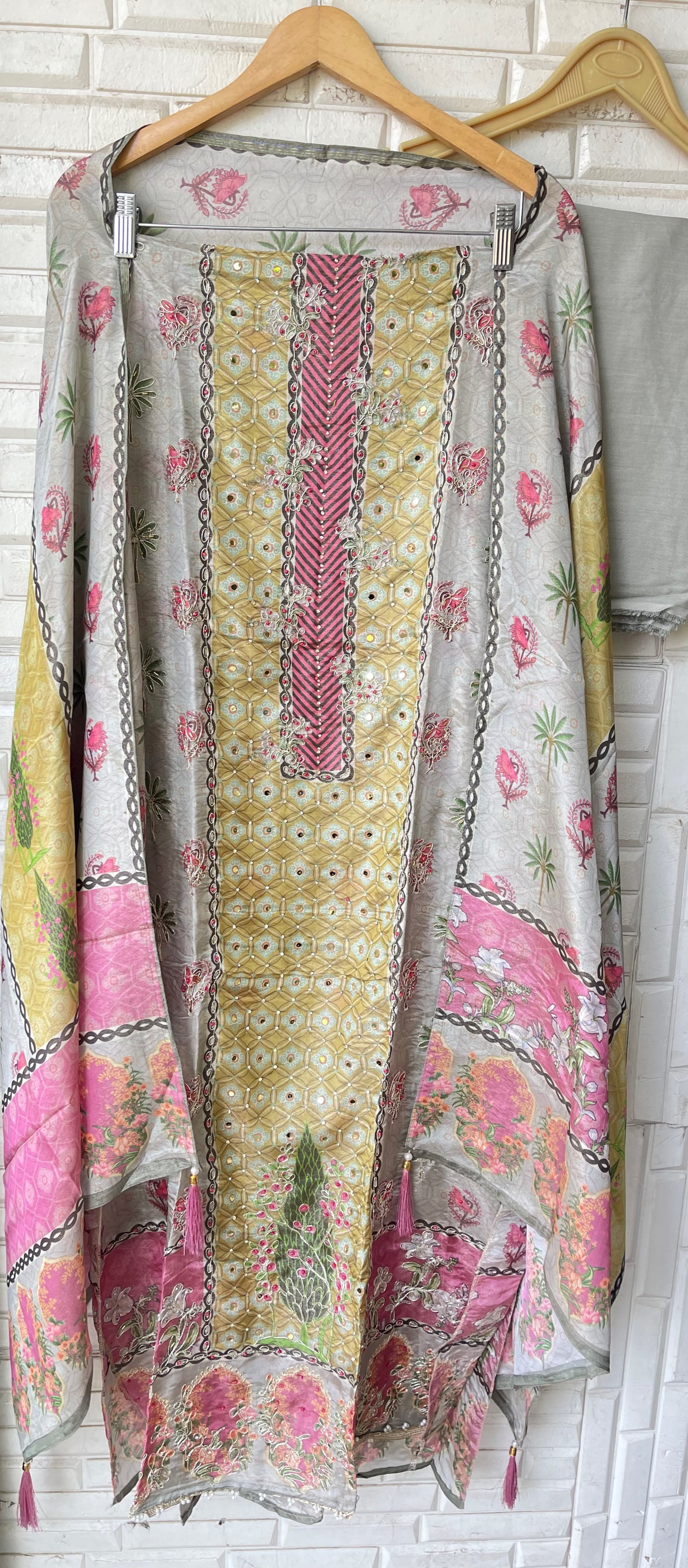 Shimmer glass organza unstitched ladies suit Rc19291