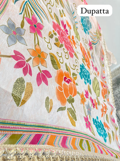 Glass organza unstitched ladies suit Rc17897