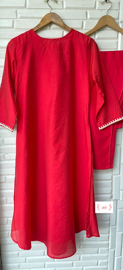 Chanderi cotton readymade ladies suit Rc15333
