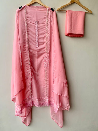 Organza Tuile Embroidered Elegant Unstitched Suit Set