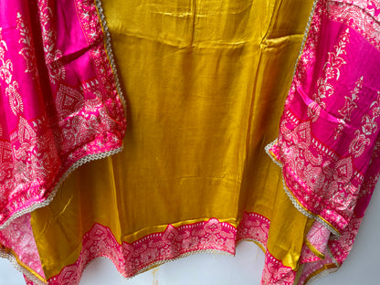 Gajji silk printed unstitched ladies suit Rc19210