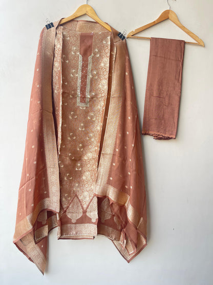 Pure Banarasi brocade silk unstitched ladies suit Rc19348 (b)