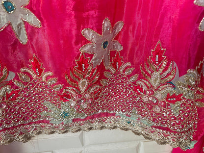 Glass organza unstitched ladies suit Rc17838