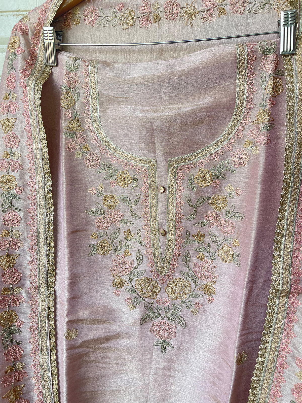 Premium Shimmer Silk Designer 3 pcs Unstitched suit Set