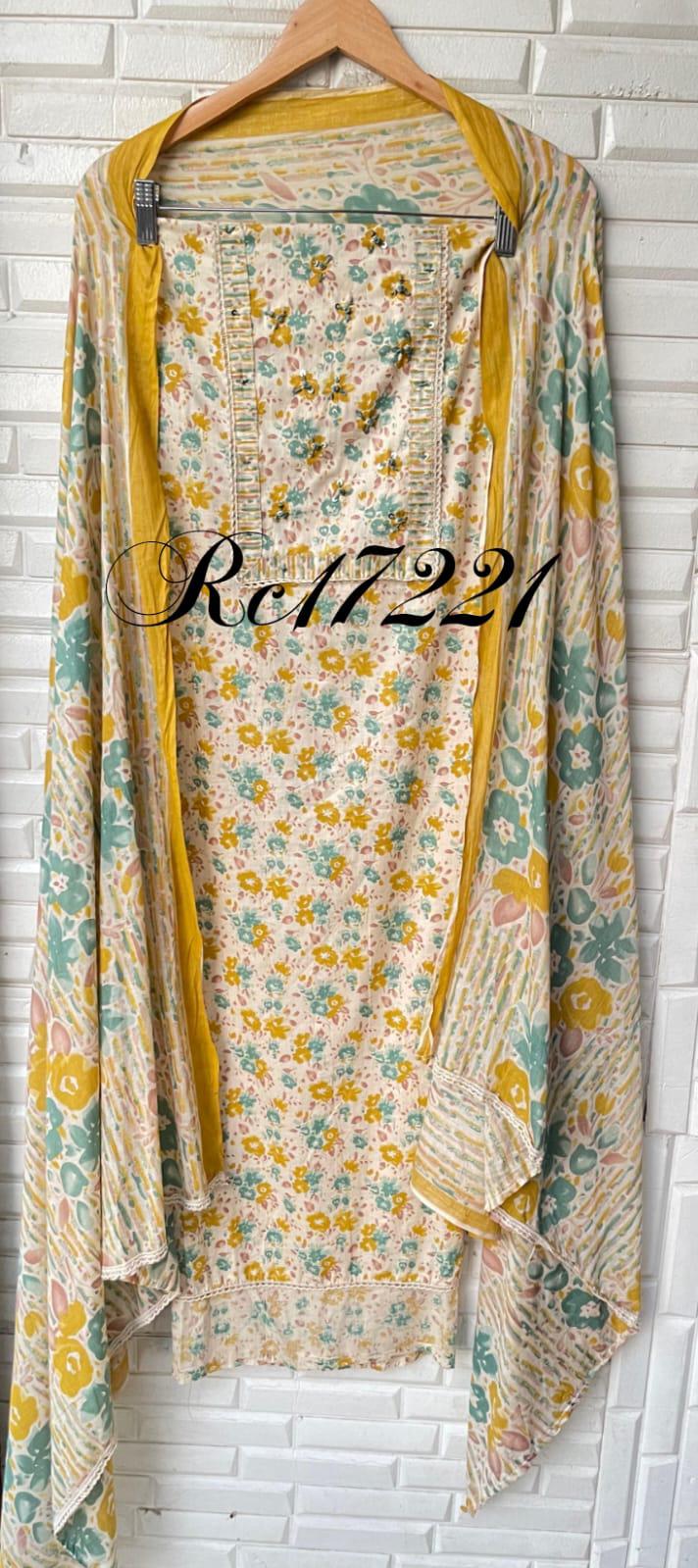 Cotton unstitched ladies suit Rc17221