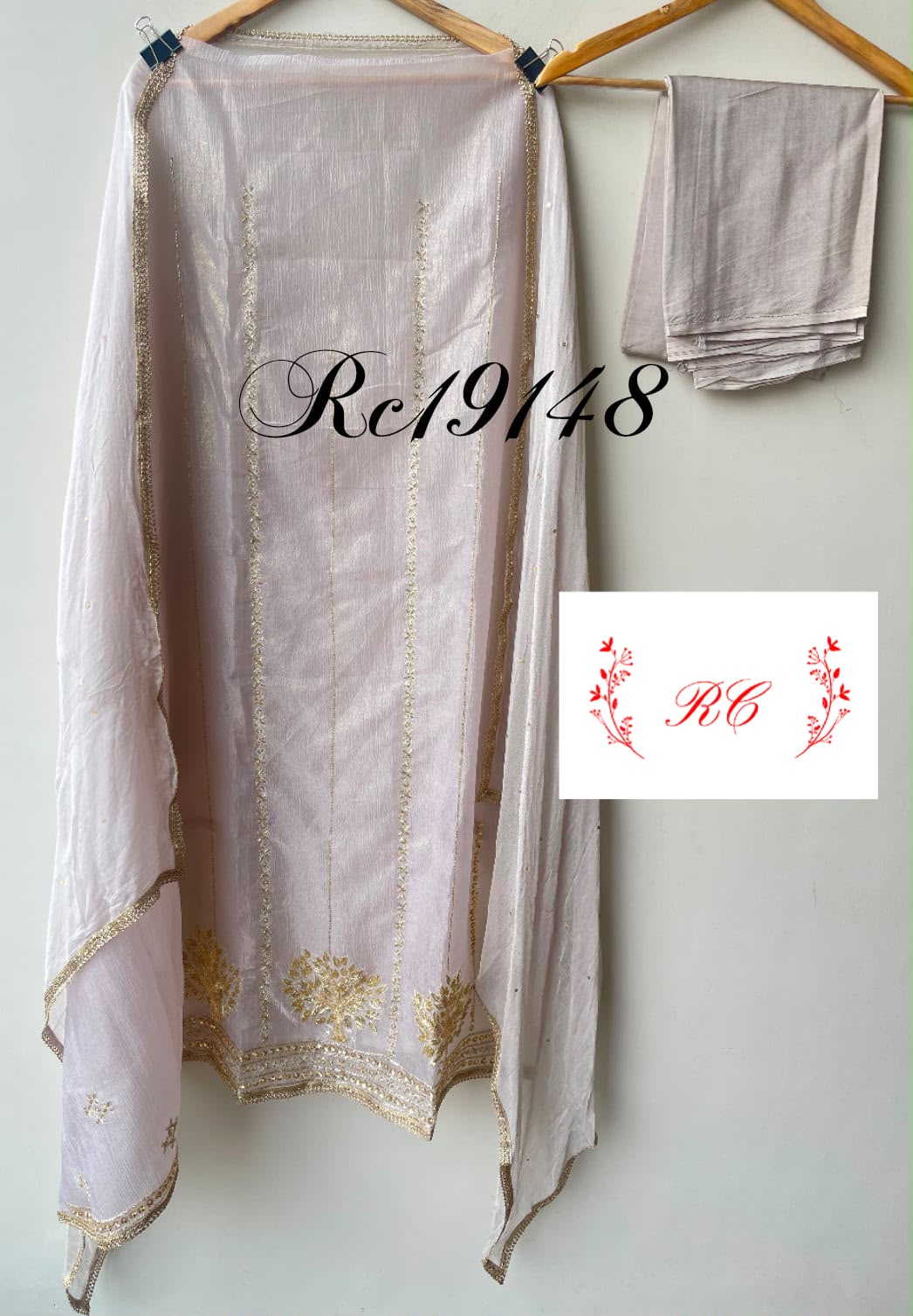 Crushed shimmer tissue fabric unstitched ladies suit Rc19148 (c)