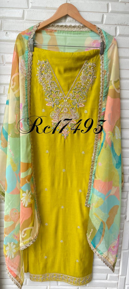 Silk unstitched ladies suit Rc17493