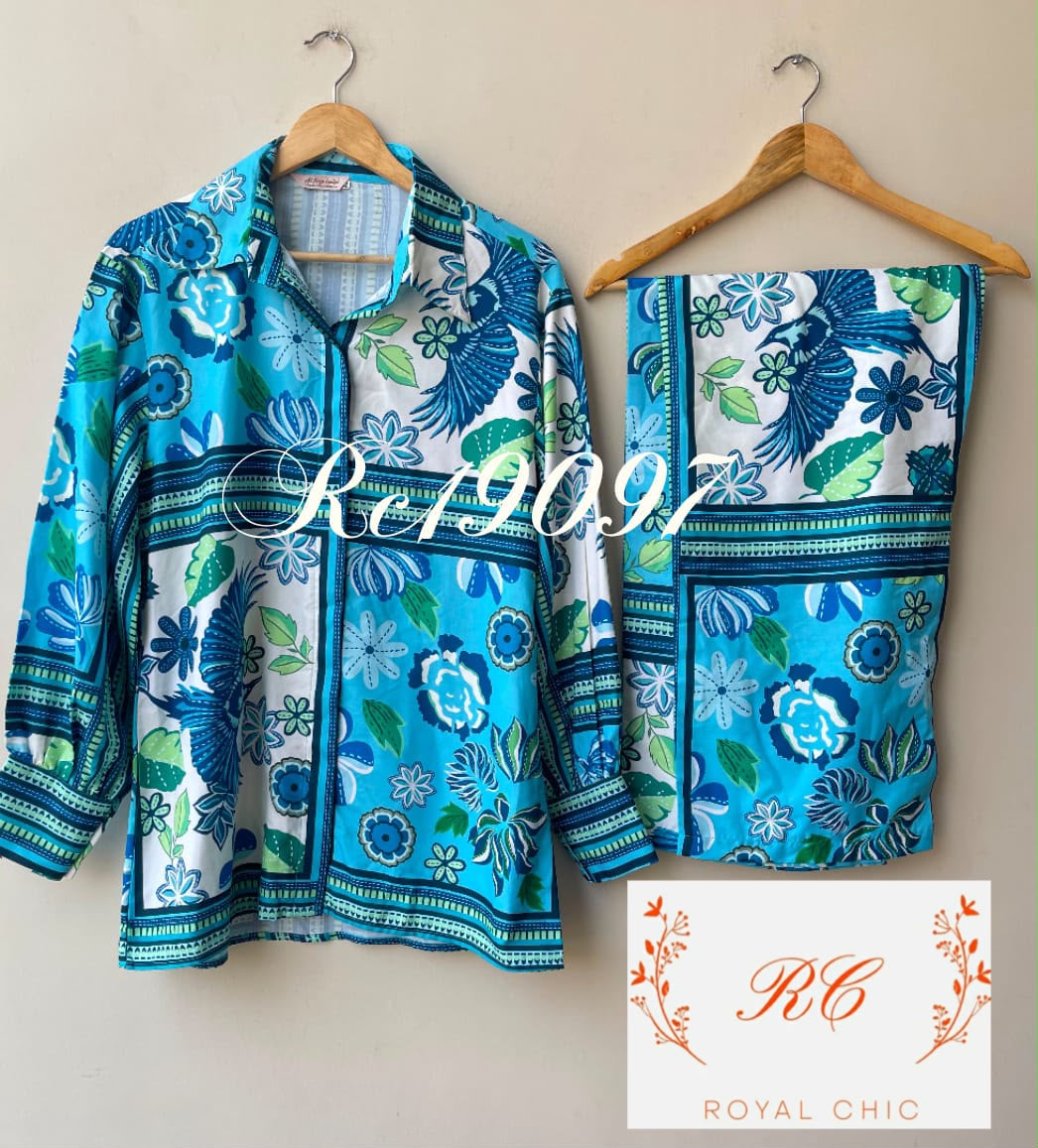 Soft muslin cotton printed stitched ladies coord set Rc19097