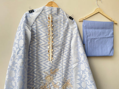 Linen weaving unstitched ladies suit Rc18908