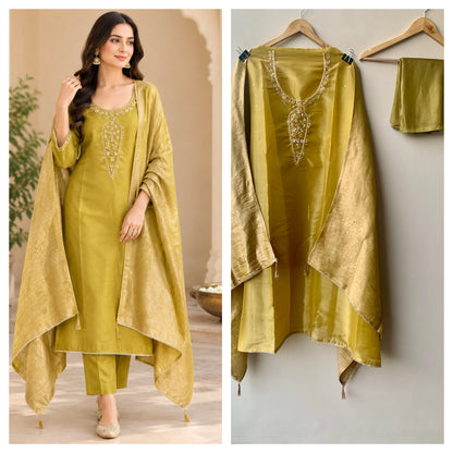 Shimmer silk Printed Unstitched Suit Set