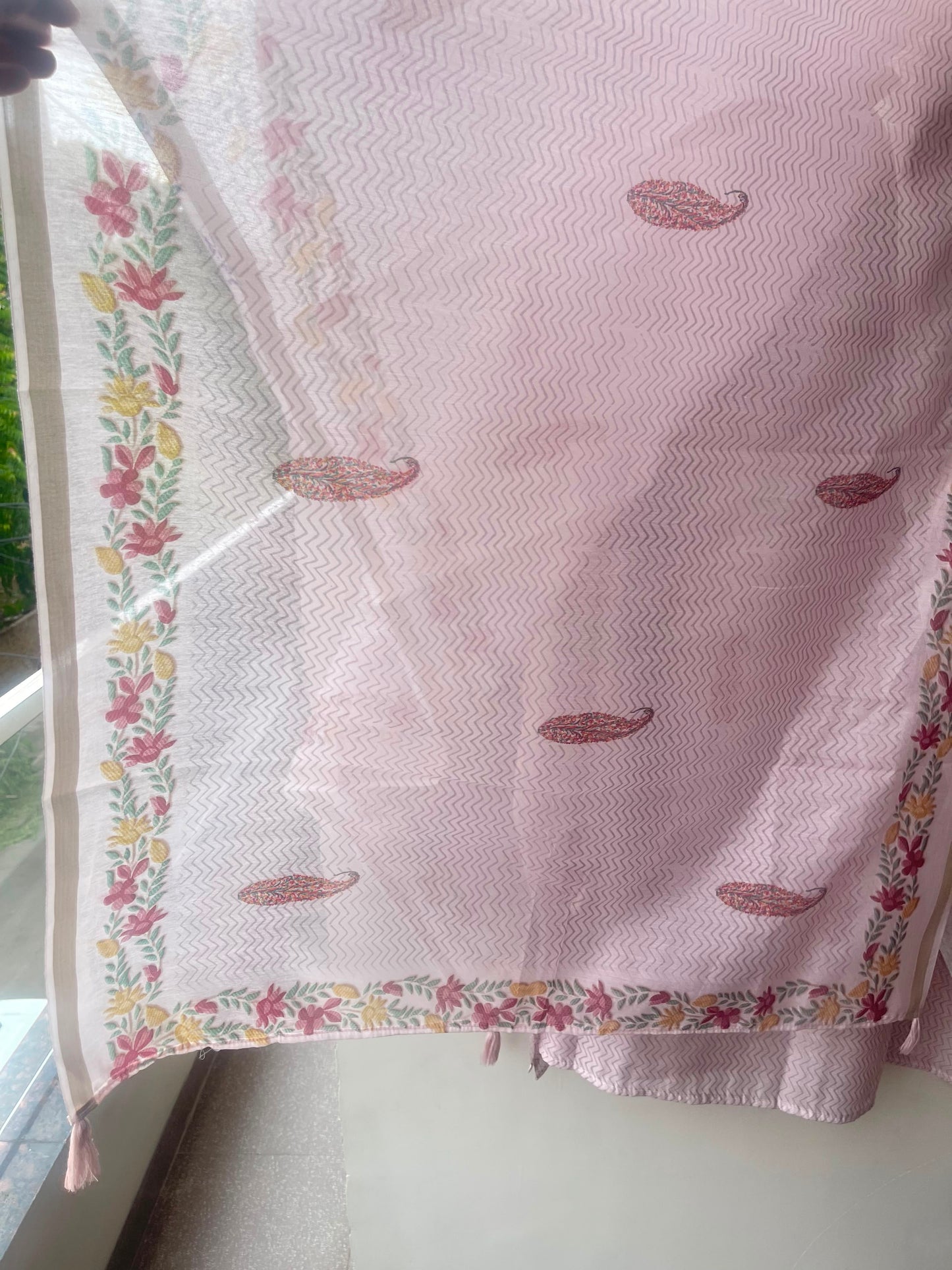 Mul chanderi printed ladies unstitched suit Rc18960 (a)