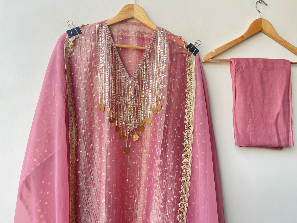 Banarasi shimmer crushed tissue unstitched ladies suit Rc19349