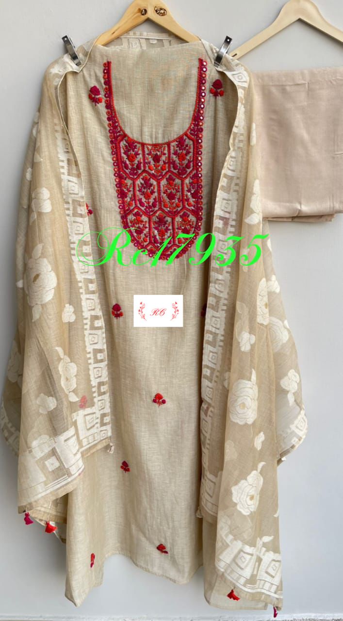 Self khadi mul chanderi unstitched ladies suit Rc17935