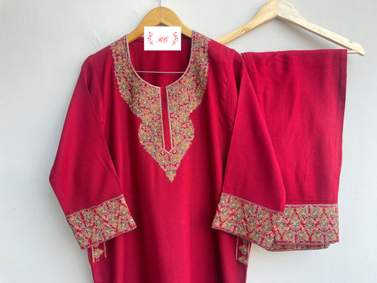 Woolen embroidered readymade ladies pheron coord set Rc18841