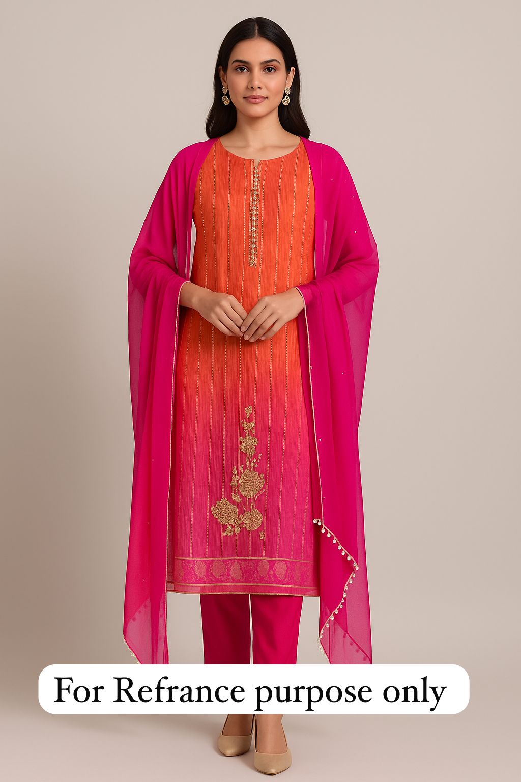 Crushed shimmer tissue unstitched ladies suit Rc17688