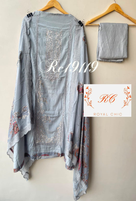 Mul chanderi unstitched ladies suit Rc19119