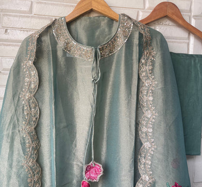 Shimmer Silk Unstitched 3 Piece Designer Suit Set