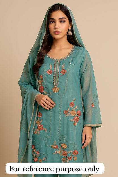 Self crushed shimmer chinon unstitched ladies suit Rc17788 (a)