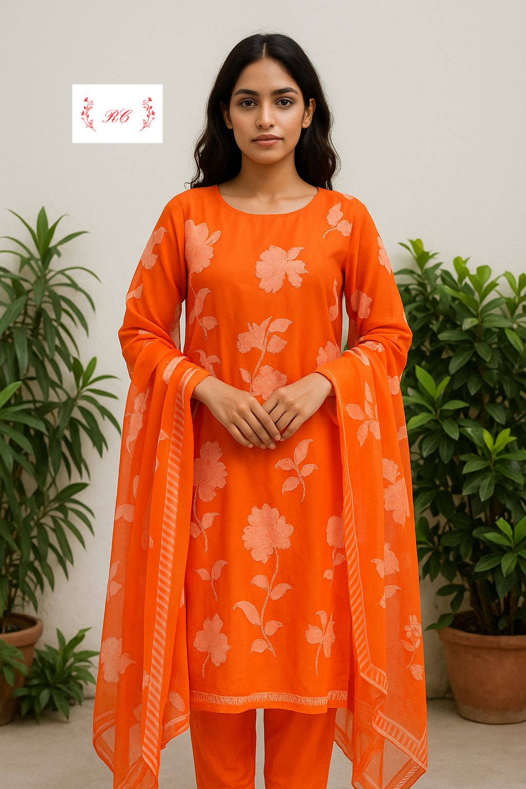 Organza silk unstitched ladies suit Rc17508