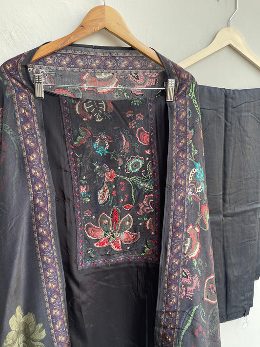 Satin crepe unstitched ladies suit Rc18487 (a)