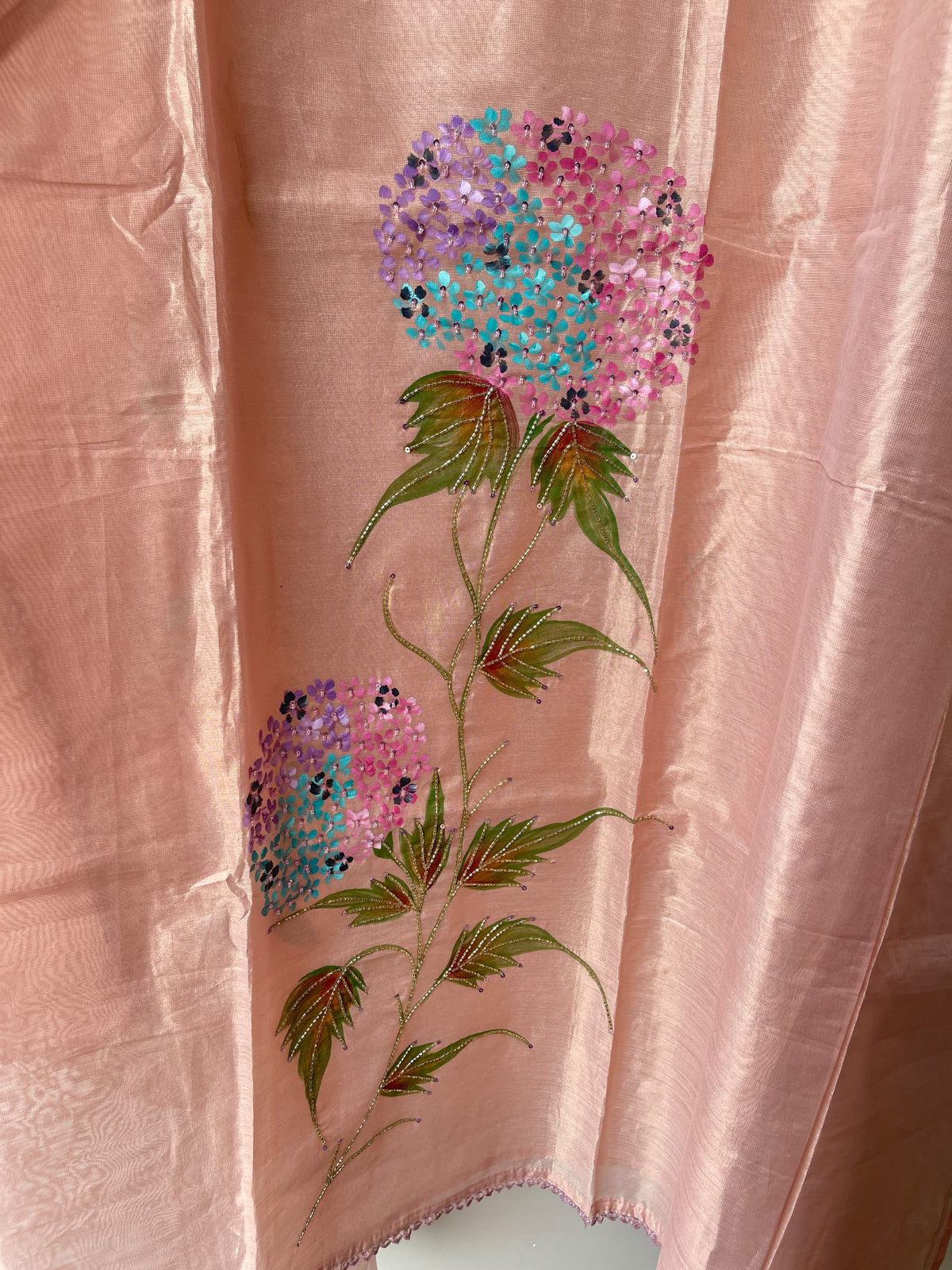 Shimmer Silk Brush Painted Elegant Unstitched Suit Set