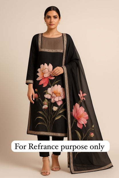 Pure crepe satin unstitched ladies suit Rc17715