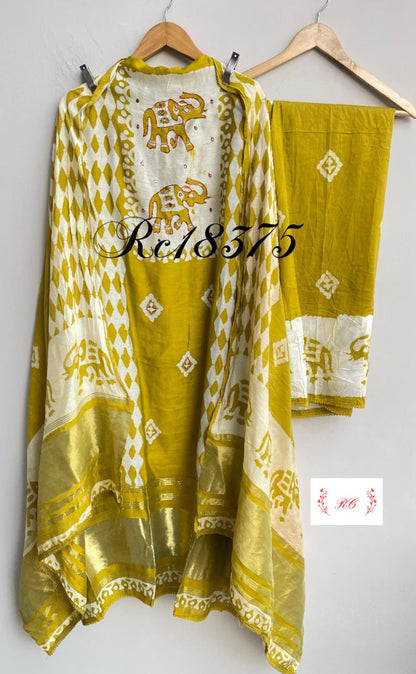 Muslin chanderi unstitched ladies suit Rc18375