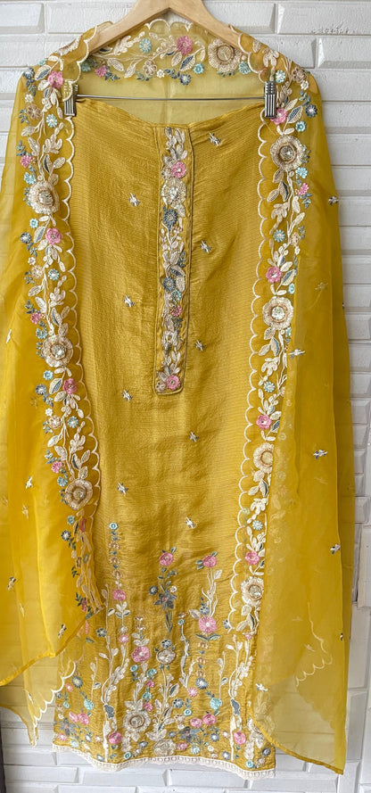 Self shimmer silk unstitched ladies suit Rc17610