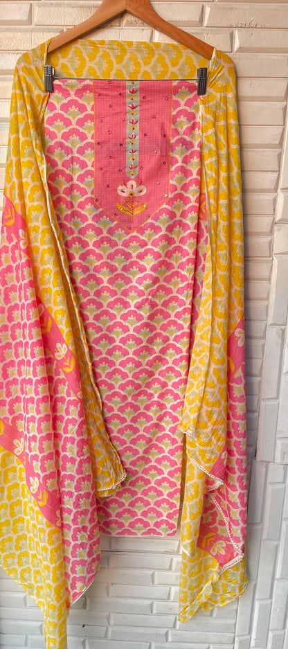 Cotton unstitched ladies suit Rc17322