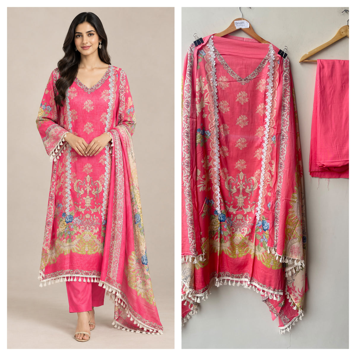 Designer Cotton Printed Unstitched 3 Pcs Suit Set