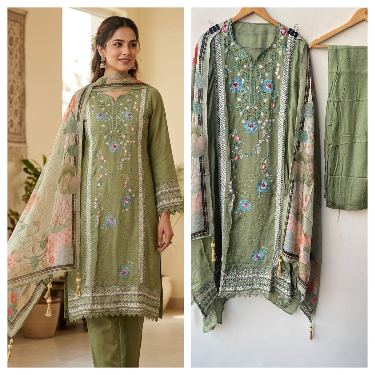 Luxury Organza Tuile Designer 3 Pcs Unstitched Suit Set