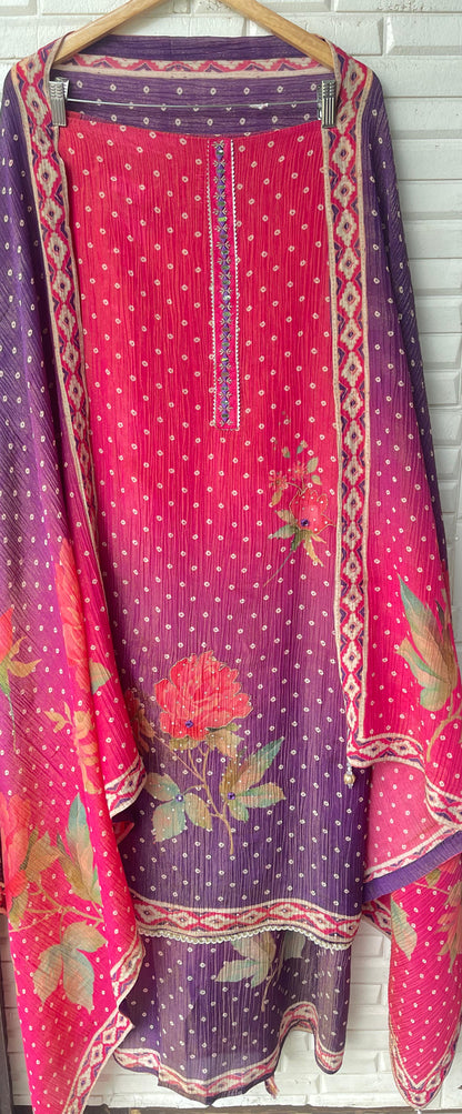 Crushed shimmer tissue unstitched ladies suit Rc17777 (a)