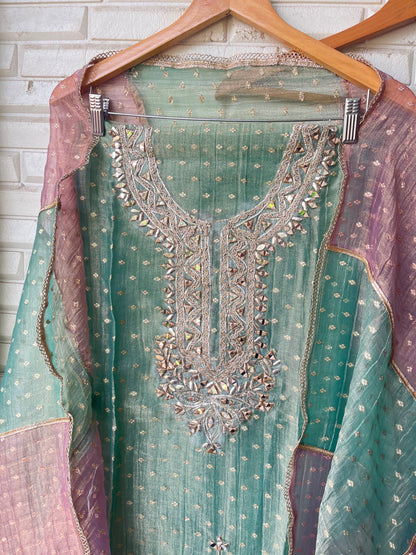 Banarasi shimmer glass organza unstitched ladies suit Rc19295 (b)