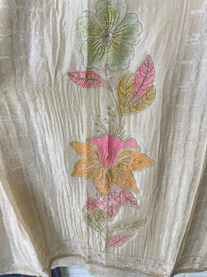 Crushed shimmer silk unstitched ladies suit Rc17805