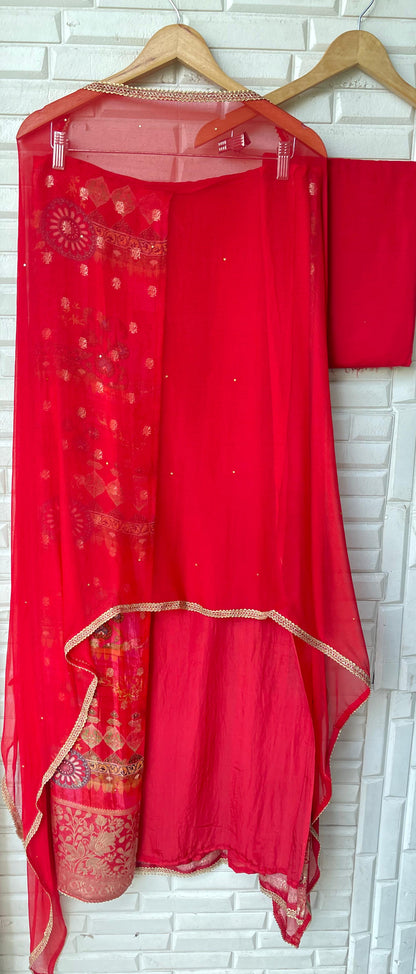 Banarasi silk unstitched ladies suit Rc17719