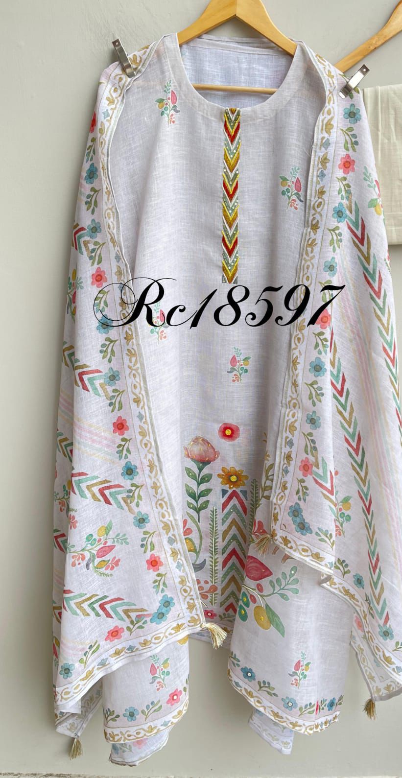 Self Linen Printed Unstitched Ladies Suit RC-18597 – view 3