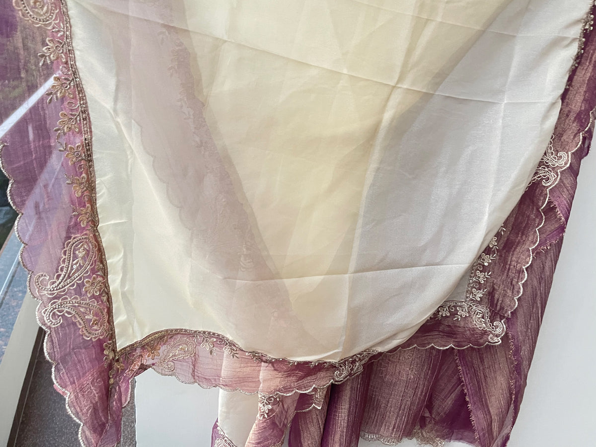 Exquisite Shimmer Tissue Embroidered Unstitched 3 pcs Designer Suit