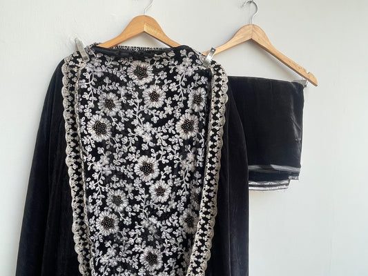 Resham embroidered unstitched velvet ladies suit Rc18838 (b)