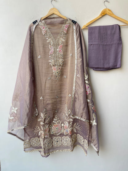 Elegant shimmer tissue ladies unstitched suit